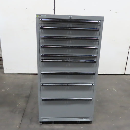 Vidmar 9 Drawer Small Parts Tool Storage Shop Cabinet 28" x 27-1/2" x 54-1/2"
