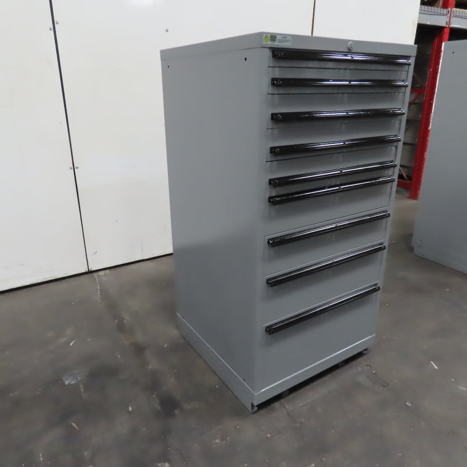 Stanley Vidmar 9 Drawer Small Parts Tool Storage Shop Cabinet 28" x 28" x 55"