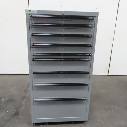 Stanley Vidmar 9 Drawer Small Parts Tool Storage Shop Cabinet 28" x 28" x 55"