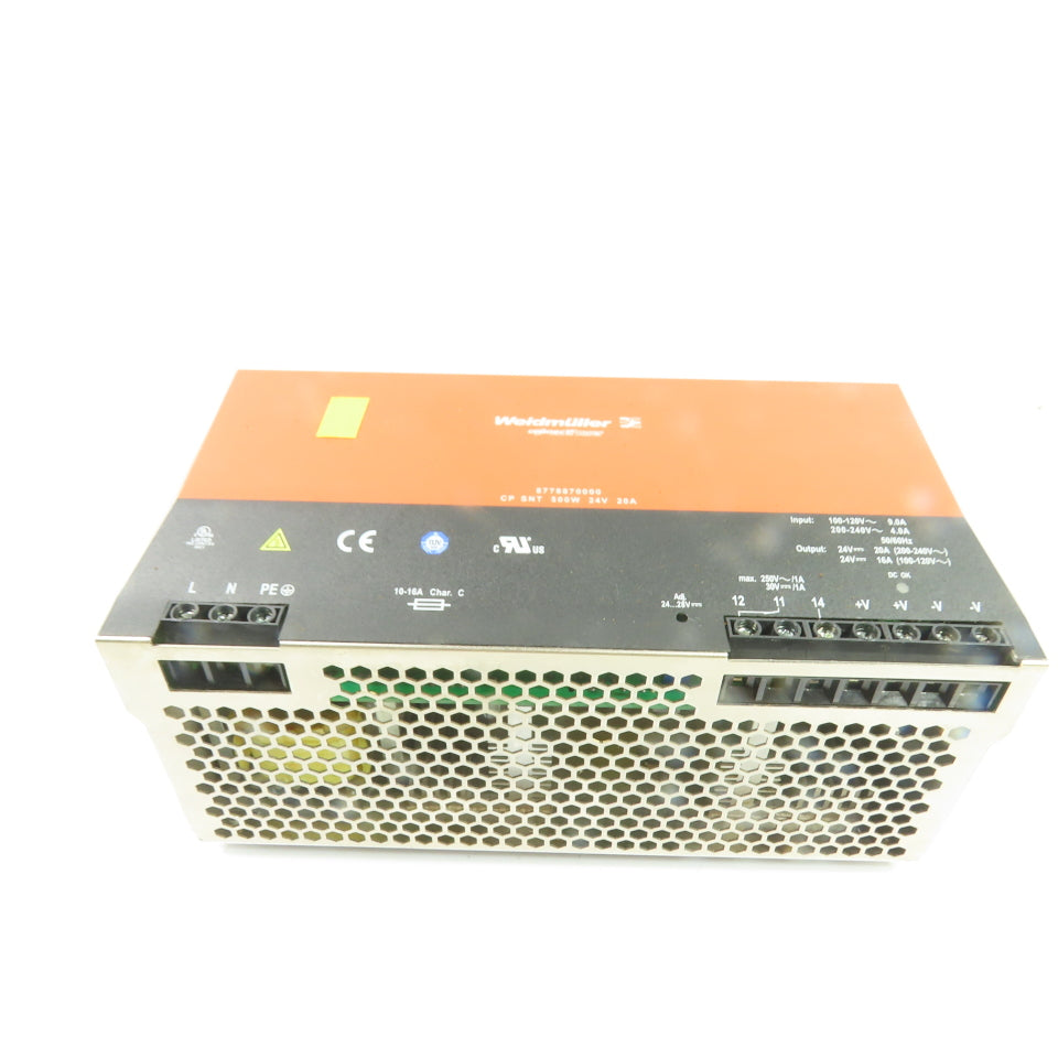 Weidmuller 8778870000 500W 24V 20A Out DIN Rail Power Supply 100-120V In