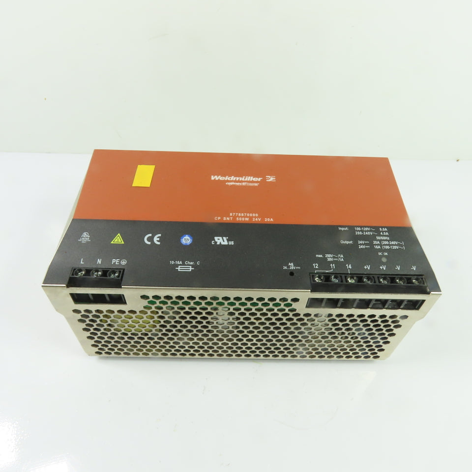 Weidmuller 8778870000 500W 24V 20A Out DIN Rail Power Supply 100-120V In