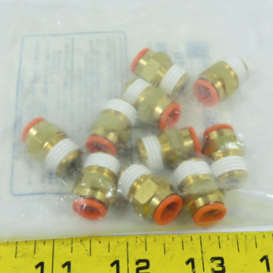 SMC KQ2H09-35AS 5/16" Tube x 1/4" NPT Male Push-to-Connect Fitting Lot Of 10