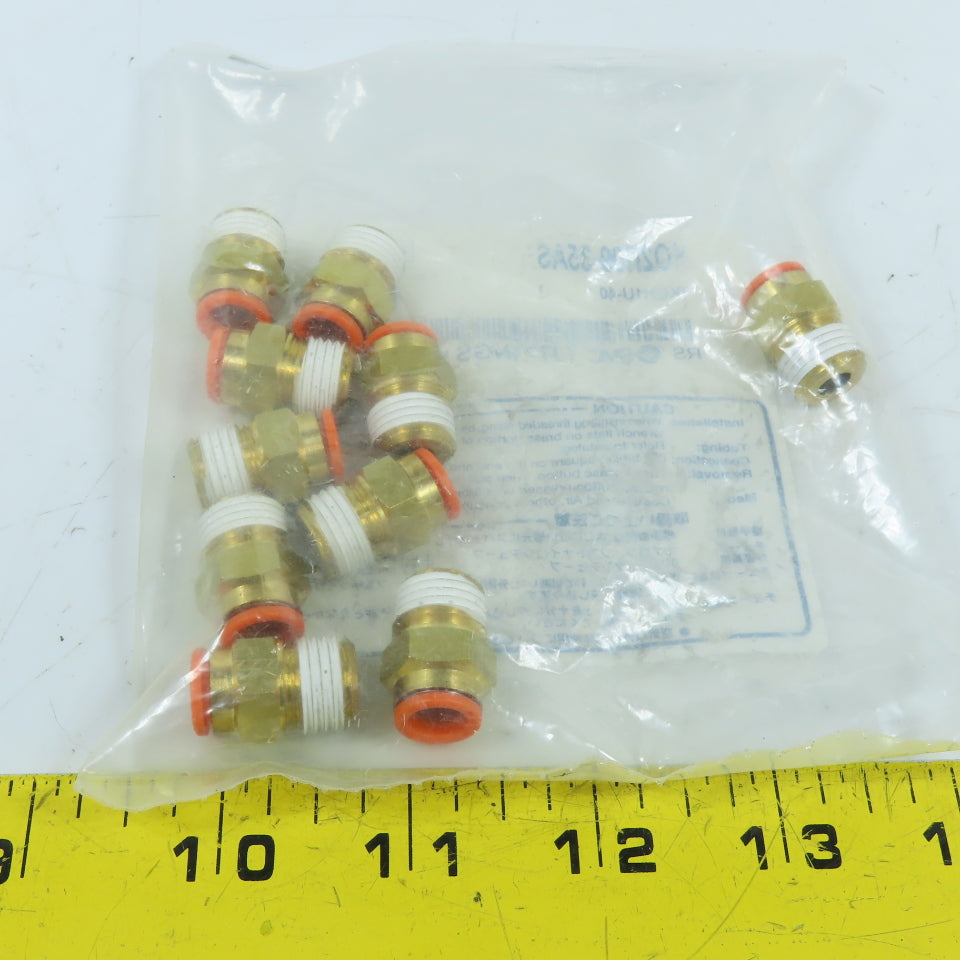 SMC KQ2H09-35AS 5/16" Tube x 1/4" NPT Male Push-to-Connect Fitting Lot Of 10