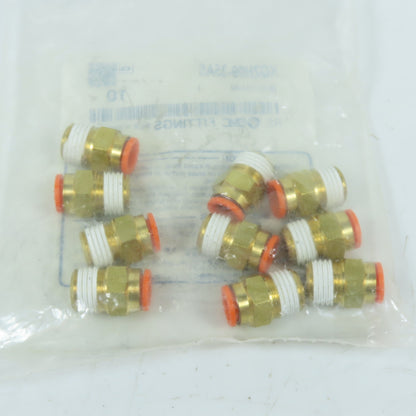 SMC KQ2H09-35AS 5/16" Tube x 1/4" NPT Male Push-to-Connect Fitting Lot Of 10