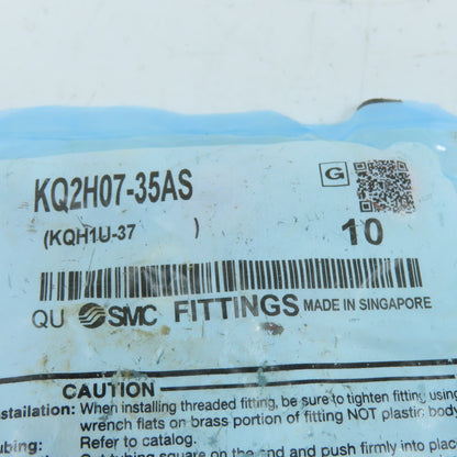 SMC KQ2H07-35AS 1/4" Tube Push-to-Connect Male NPT Connector Fitting lot of 10