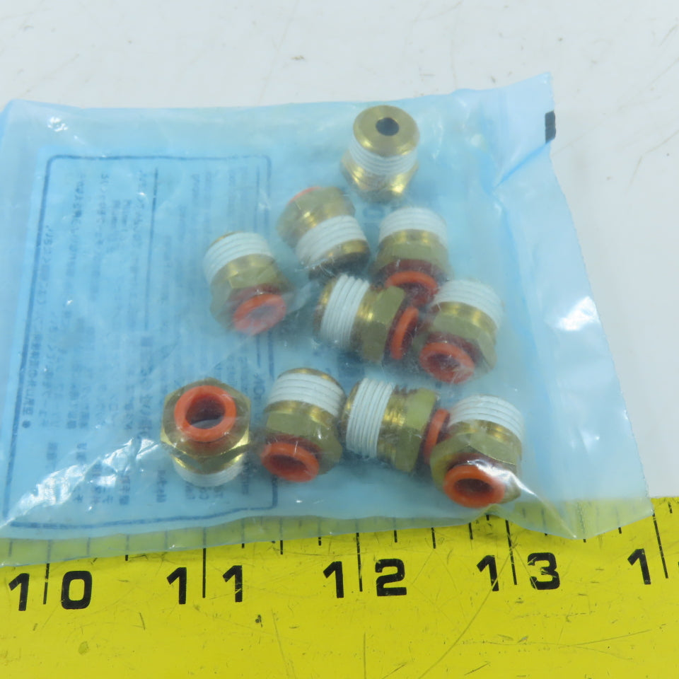 SMC KQ2H07-35AS 1/4" Tube Push-to-Connect Male NPT Connector Fitting lot of 10