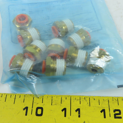 SMC KQ2H07-35AS 1/4" Tube Push-to-Connect Male NPT Connector Fitting lot of 10