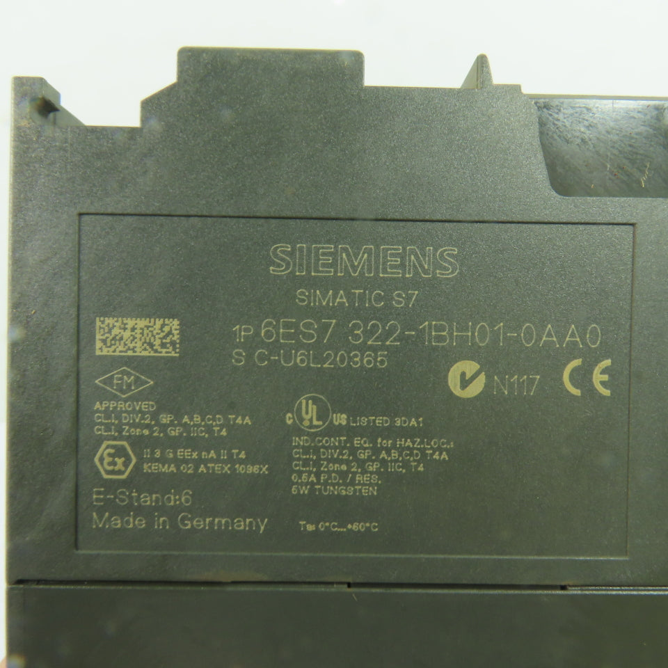 Siemens 6ES7 322-1BH01-0AA0 Simatic S7 16-Point Digital Output Module 24VDC 0.5A