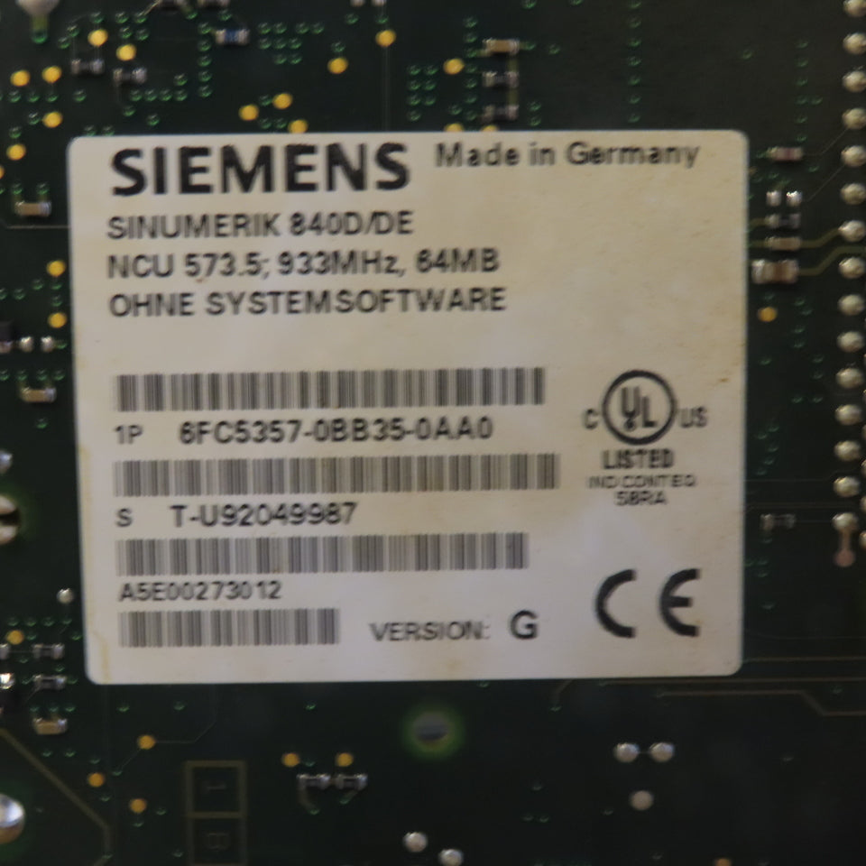 Siemens 6FC5357-0BB35-0AA0 Sinumerik 840D/DE Module W/ 6FC5357-0BB35-0AA0