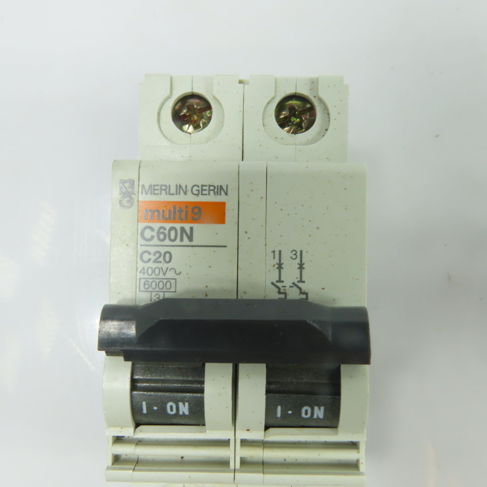 Merlin Gerin 24338 C60N C20 20A 2-Pole Miniature Circuit Breaker 400V Lot Of 4