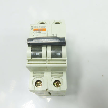 Merlin Gerin 24338 C60N C20 20A 2-Pole Miniature Circuit Breaker 400V Lot Of 4
