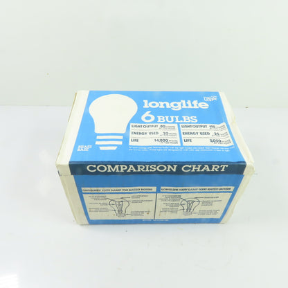 Longlife 7D-A196-1SE 25W Incandescent Light Bulbs Brass Base 130V Lot Of 6