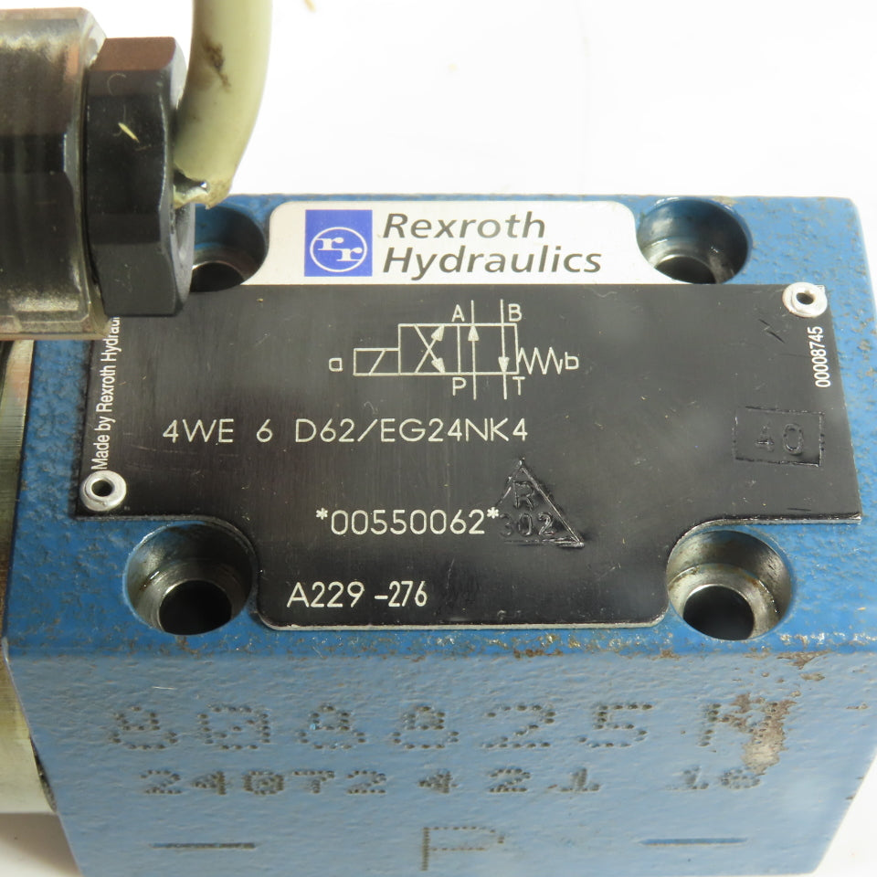 Rexroth R900550062 4WE 6 D62/EG24NK4 Hydraulic Directional Control Valve 24VDC