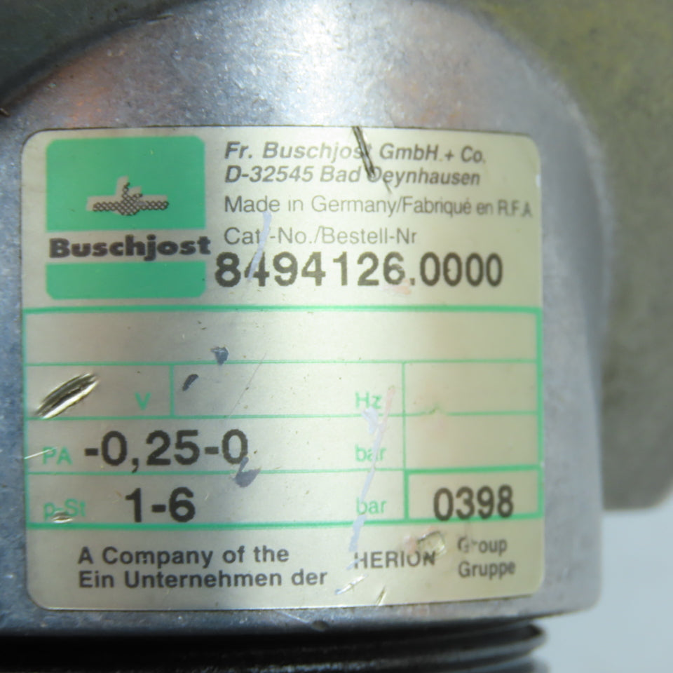 Buschjost 8494126.0000 1-1/2" NPT Air Pressure Actuated 2-Way Diaphragm Valve