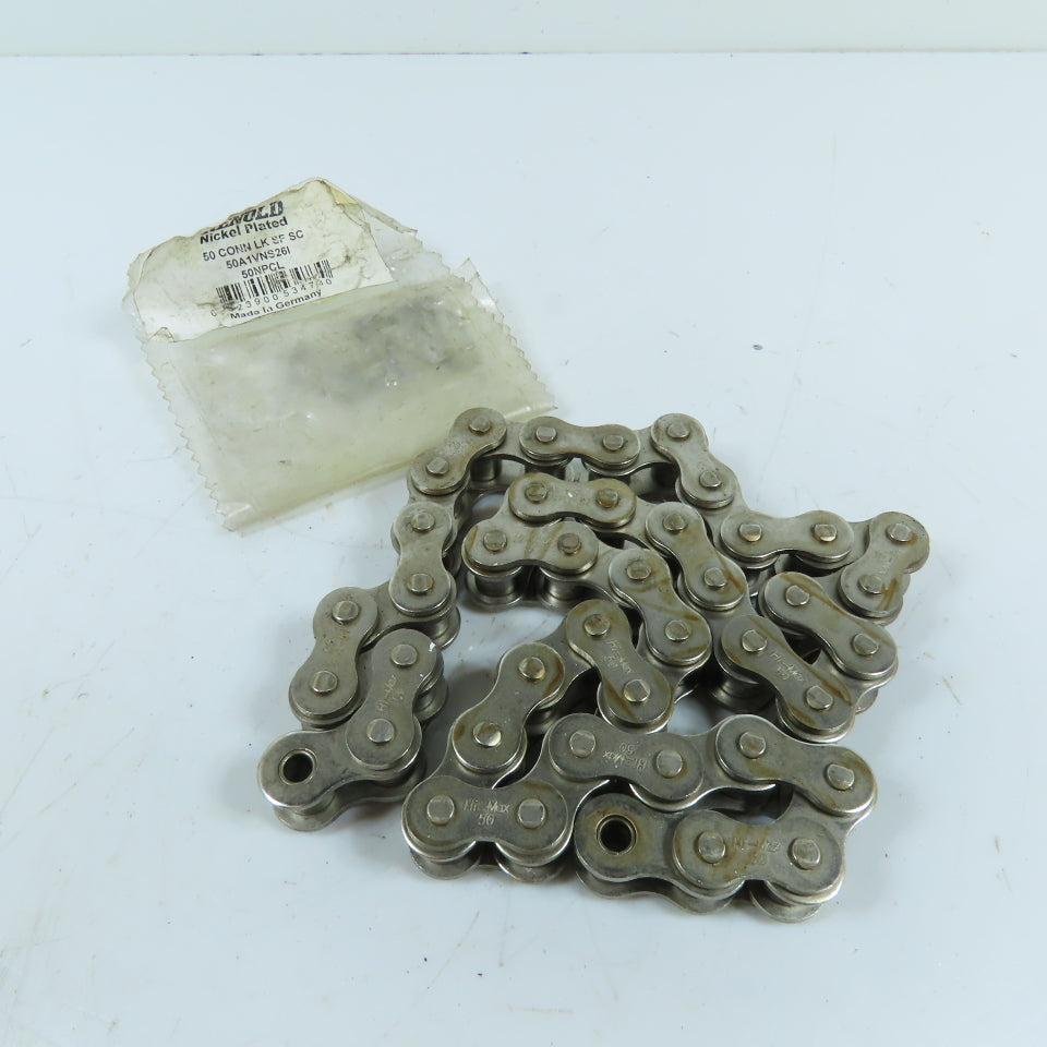 Hi-Max 50A1VNS26I 26-1/8" ANSI #50 Nickel Plated Roller Chain