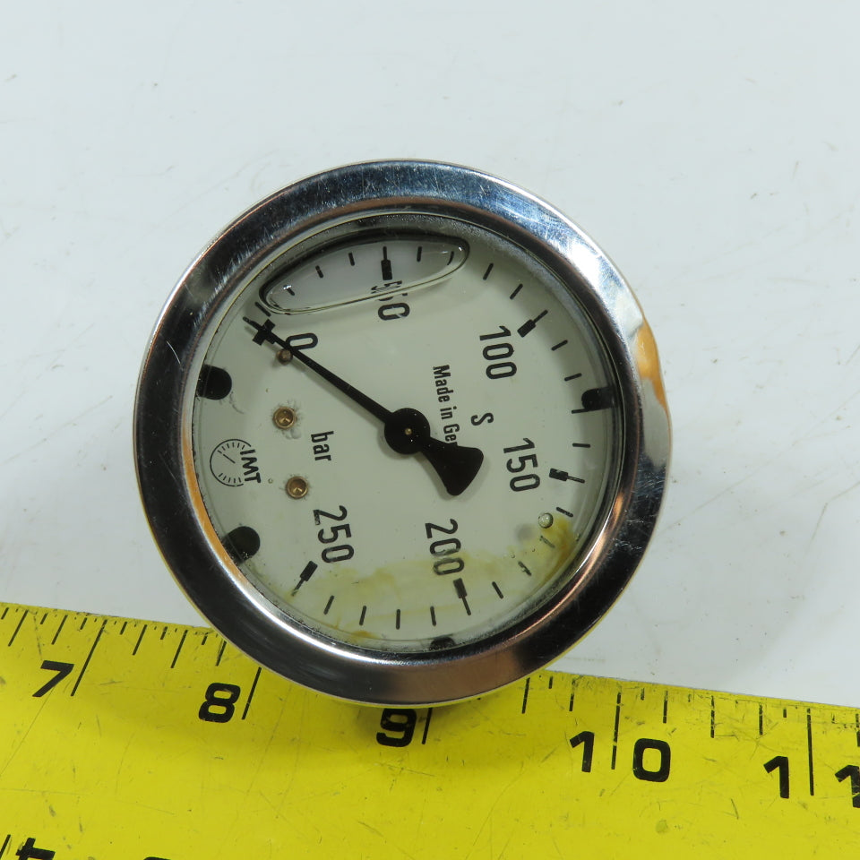 IMT 0-250 Bar 3/8" NPT Back Mount Pressure Gauge Oil Filled
