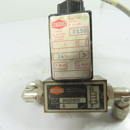 Herion 0150 9000800 Pneumatic Air Solenoid Valve 24VDC 8 Bar Max