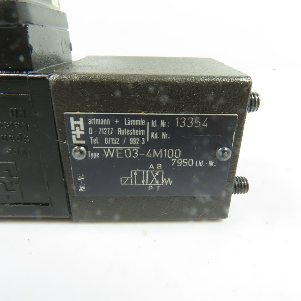 Hartmann + Lämmle 13354 WE03-4M100 Hydraulic Directional Solenoid Valve 24VDC