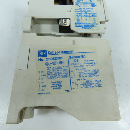 Cutler-Hammer AE16FN0 32A 3-Pole Contactor w/Overload Relay 110/120V Coil