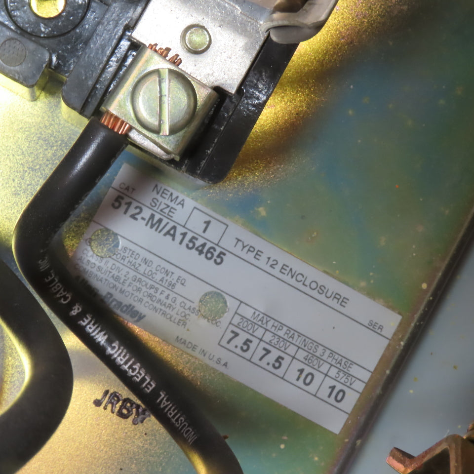 Allen-Bradley 512-M/A15465 Combination Motor Starter Disconnect 600V 3Ph