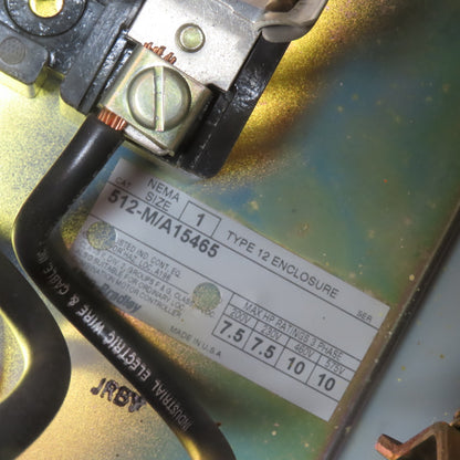 Allen-Bradley 512-M/A15465 Combination Motor Starter Disconnect 600V 3Ph