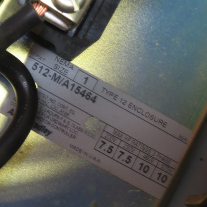 Allen-Bradley 512-M/A15464 Fusible Combination Motor Starter Disconnect 600V 3Ph