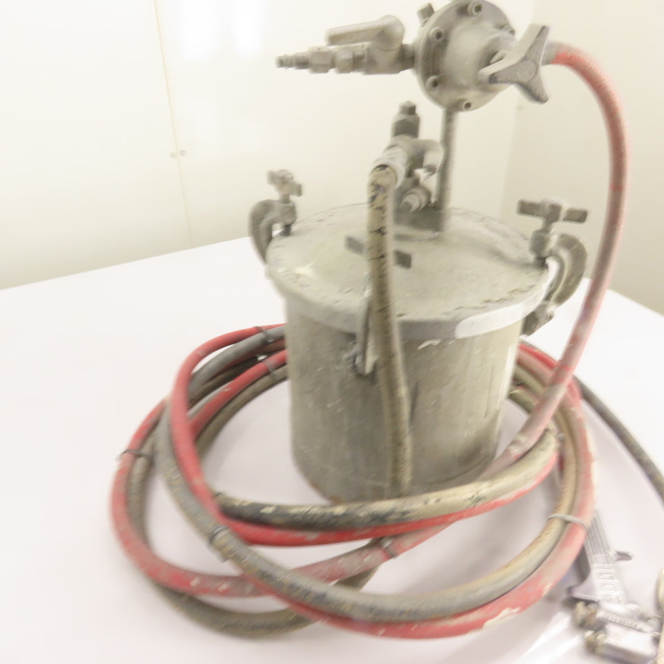 Binks 2001 2 Gallon Pneumatic Paint Pressure Pot Spray Tank w/ Spray Gun & Hoses