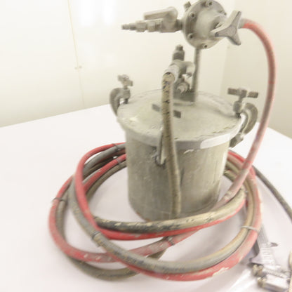 Binks 2001 2 Gallon Pneumatic Paint Pressure Pot Spray Tank w/ Spray Gun & Hoses