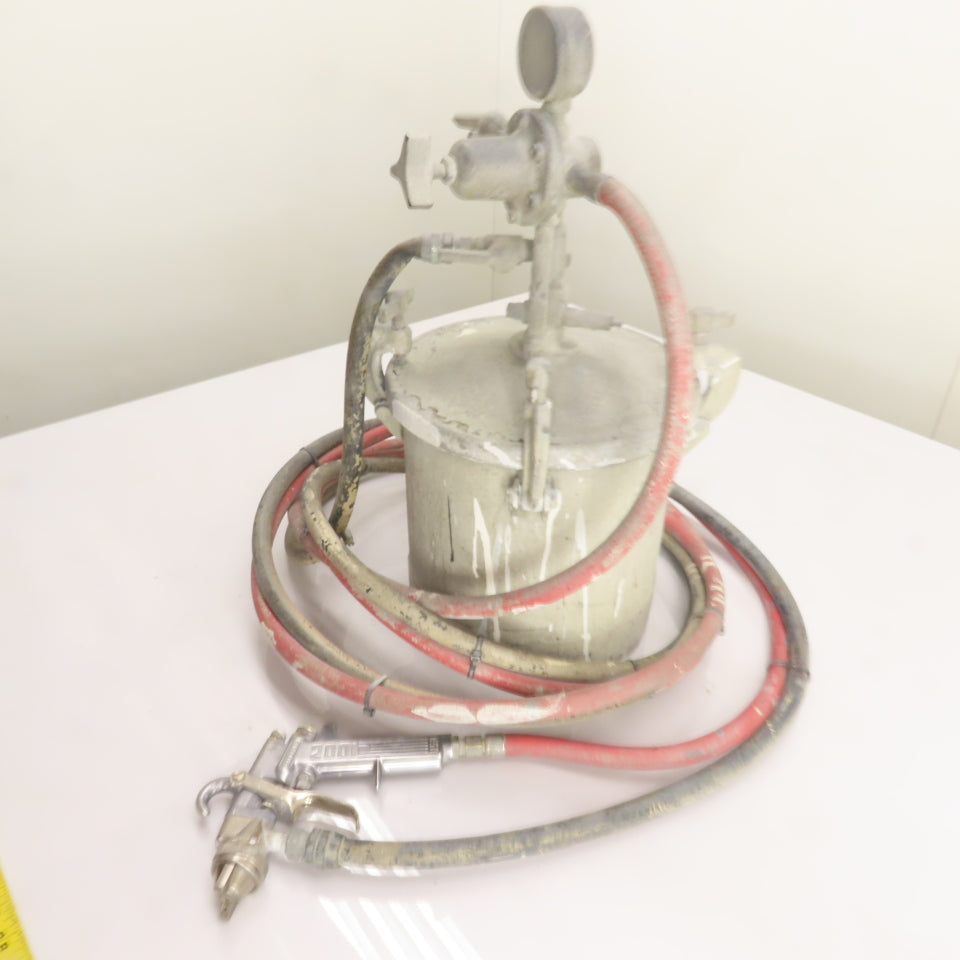 Binks 2001 2 Gallon Pneumatic Paint Pressure Pot Spray Tank w/ Spray Gun & Hoses