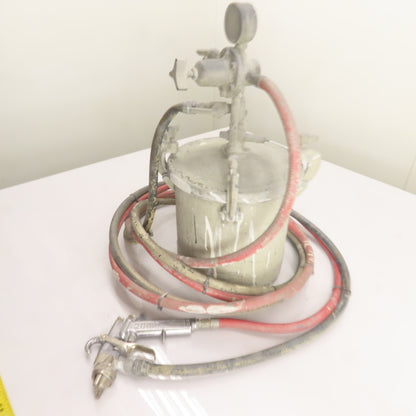 Binks 2001 2 Gallon Pneumatic Paint Pressure Pot Spray Tank w/ Spray Gun & Hoses