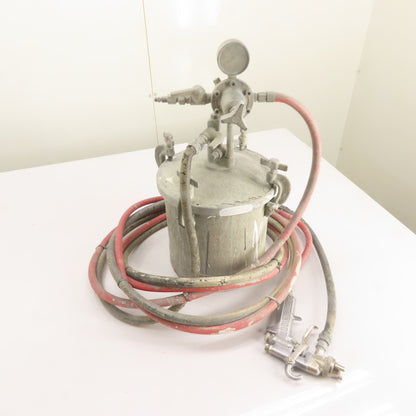 Binks 2001 2 Gallon Pneumatic Paint Pressure Pot Spray Tank w/ Spray Gun & Hoses
