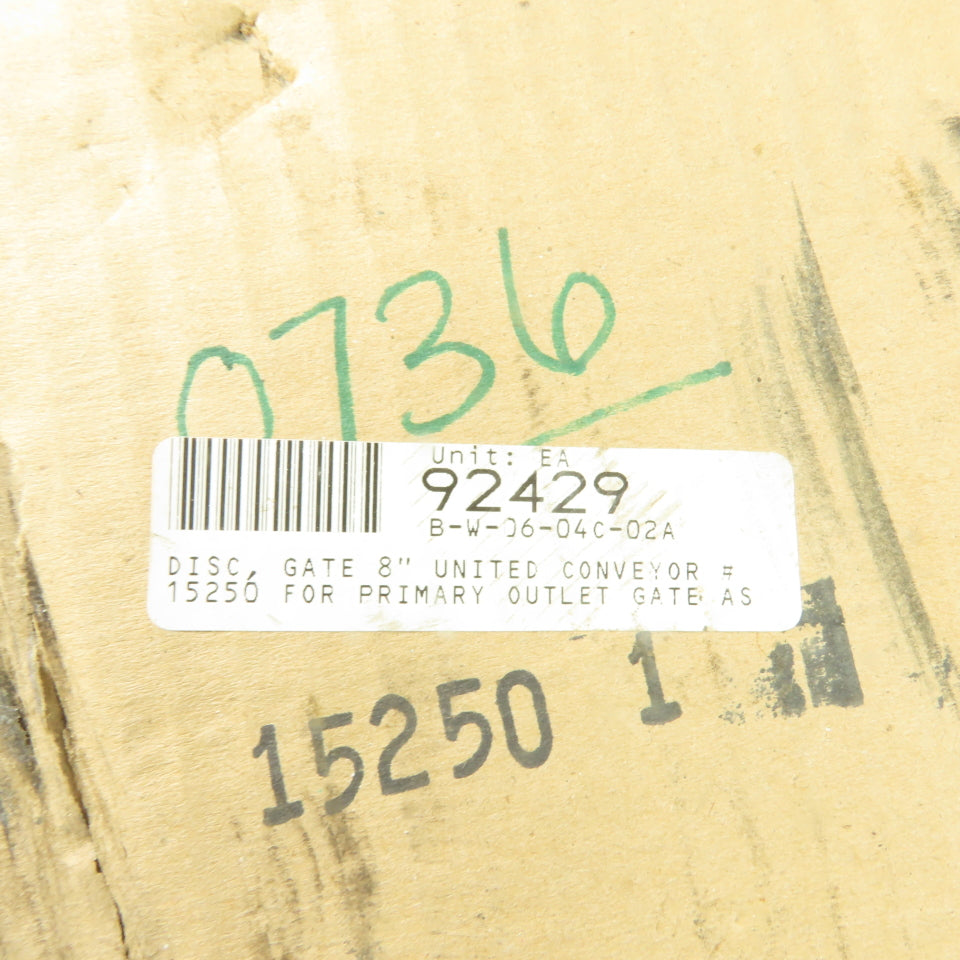 United Conveyor SK-15250-1 15250 8" Gate Valve Disc Primary Outlet Gate 9-3/4"OD