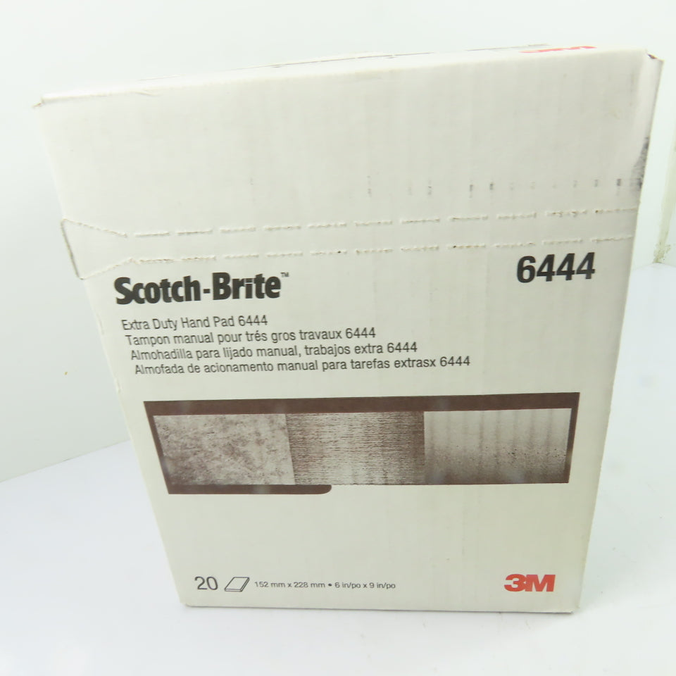3M 6444 Scotch-Brite Extra Duty Hand Pad 6in x 9in Brown Aluminum Oxide Lot/20