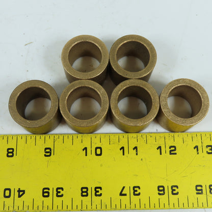 Bronze Sleeve Bushing 7/8" ID x 1-1/4" OD x 1" Long Lot Of 6