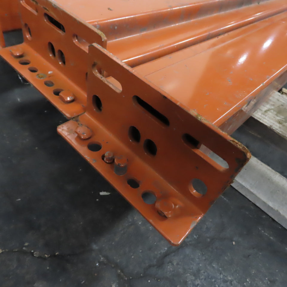 8' (96") x 4-3/4" x 2-1/2" Shaved Pin Pallet Racking Beam Shelf Used Lot Of 4