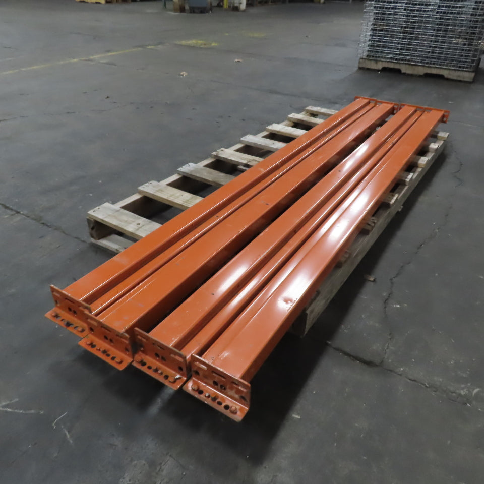 8' (96") x 4-3/4" x 2-1/2" Shaved Pin Pallet Racking Beam Shelf Used Lot Of 4