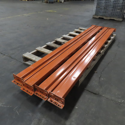 8' (96") x 4-3/4" x 2-1/2" Shaved Pin Pallet Racking Beam Shelf Used Lot Of 4