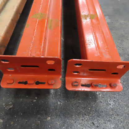9' (108") x 4" x 2-1/2" Shaved Round Pin Pallet Racking Beam Shelf Used Lot Of 4