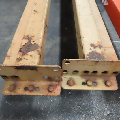 9' (108") x 4" x 2-1/2" Shaved Round Pin Pallet Racking Beam Shelf Used Lot Of 4