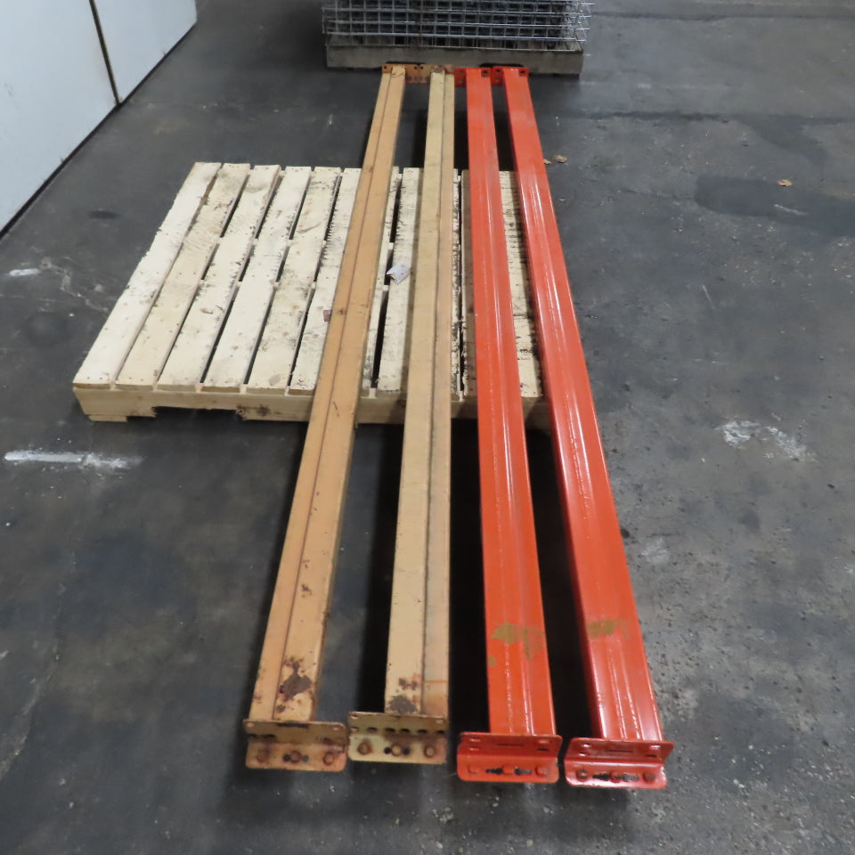9' (108") x 4" x 2-1/2" Shaved Round Pin Pallet Racking Beam Shelf Used Lot Of 4