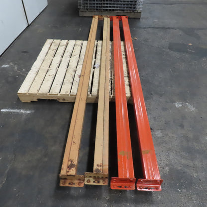 9' (108") x 4" x 2-1/2" Shaved Round Pin Pallet Racking Beam Shelf Used Lot Of 4