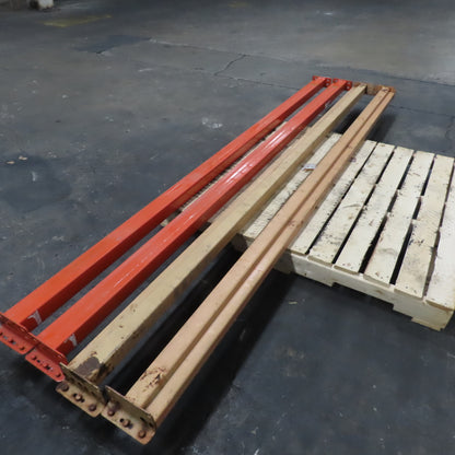 9' (108") x 4" x 2-1/2" Shaved Round Pin Pallet Racking Beam Shelf Used Lot Of 4