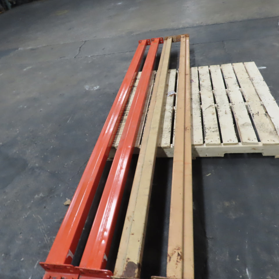 9' (108") x 4" x 2-1/2" Shaved Round Pin Pallet Racking Beam Shelf Used Lot Of 4