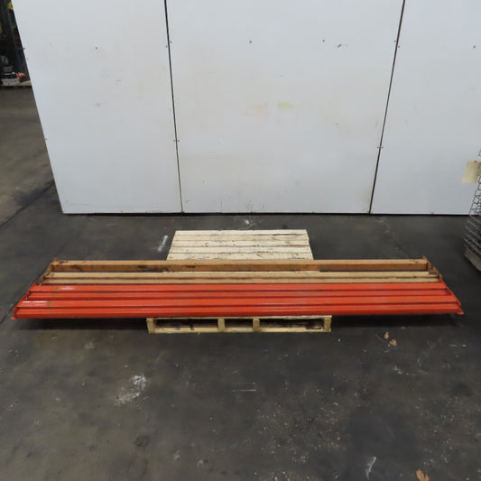 9' (108") x 4" x 2-1/2" Shaved Round Pin Pallet Racking Beam Shelf Used Lot Of 4