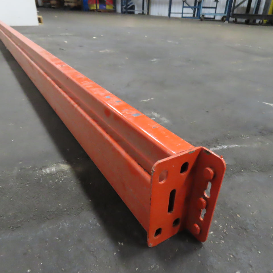 13' (156") x 5-1/2" x 2-1/2" Shaved Pin Pallet Racking Beam Shelf Used 3500lb