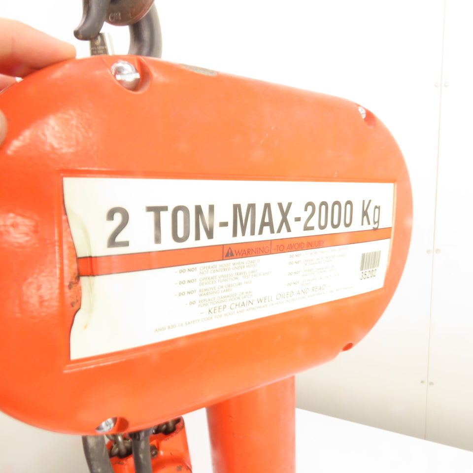 CM Lodestar Model R 2 Ton 4000LB Electric Cain Hoist 10' Lift 8FPM 240/440V 3Ph