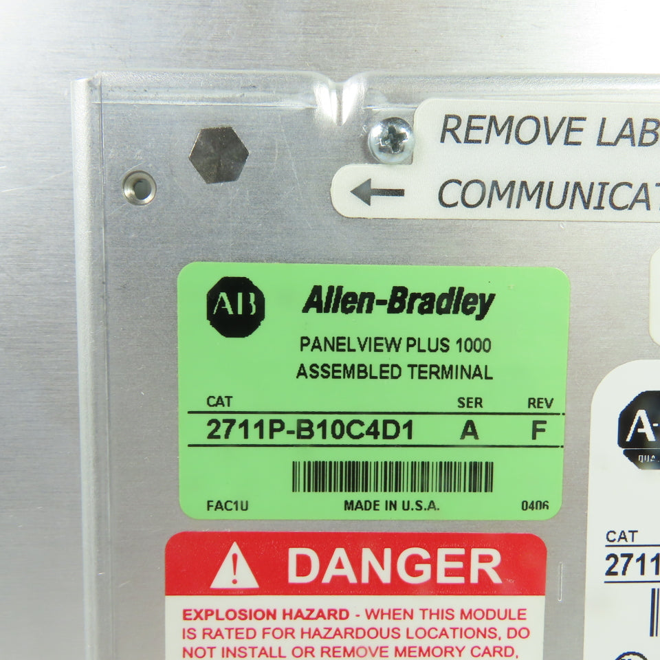 Allen-Bradley 2711P-B10C4D1 Panelview Plus 1000 Operator Interface Ser A Rev F