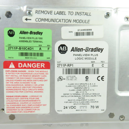 Allen-Bradley 2711P-B10C4D1 Panelview Plus 1000 Operator Interface Ser A Rev F
