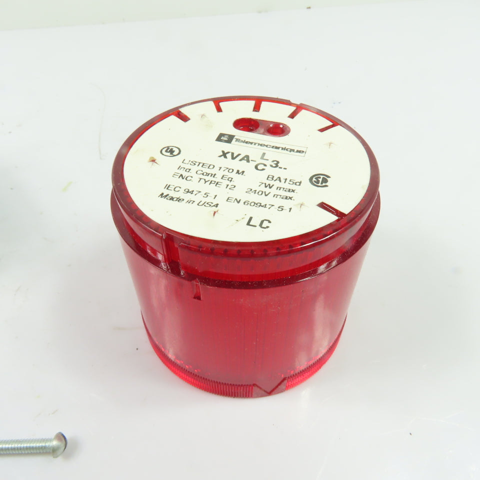 Telemecanique 28047 XVAC341 Red Steady Stack Light Lens 240VAC 7W Max
