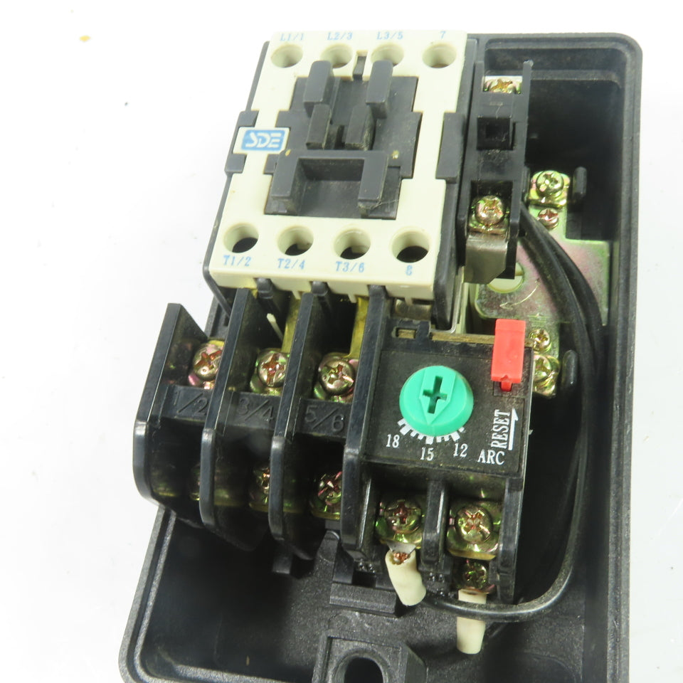 SDE MA-15 18A 3-Pole Magnetic Motor Starter w/ RA-20 12-18A Overload Relay 600V